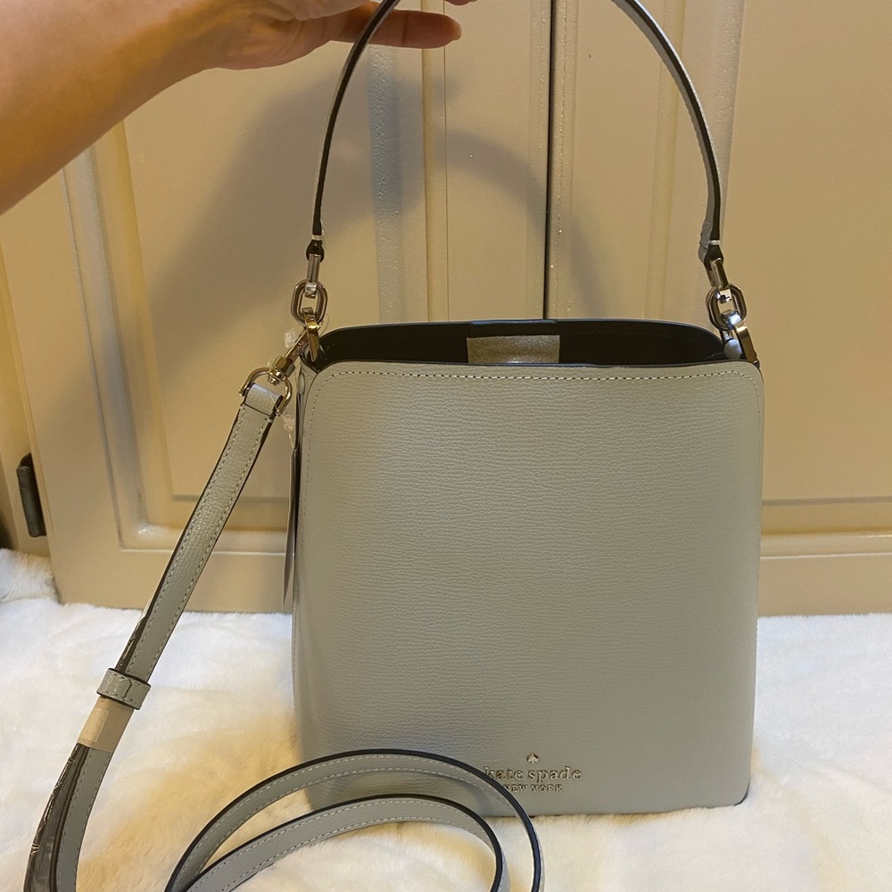 NWT! Kate Spade Small Bucket Refined Grain I Ocean Fog - Picture 9 of 9
